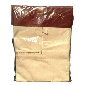 Charter Club Casuals Cream Montauk Hemstitch Tablecloth 52x52